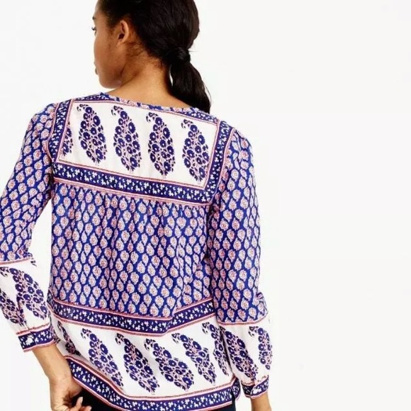 J.Crew Boho Paisley Split Neck Tunic Popover - Picture 3 of 3